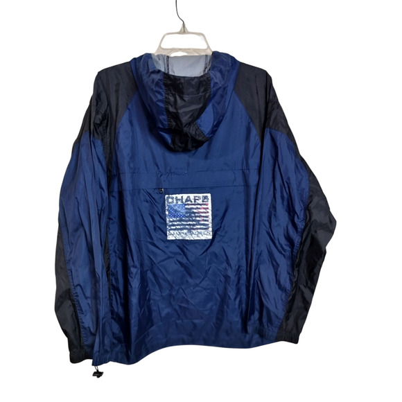 M630) Vtg Chaps Ralph Lauren Blue Nylon Windbreaker Rain Jacket Medium - Picture 4 of 10